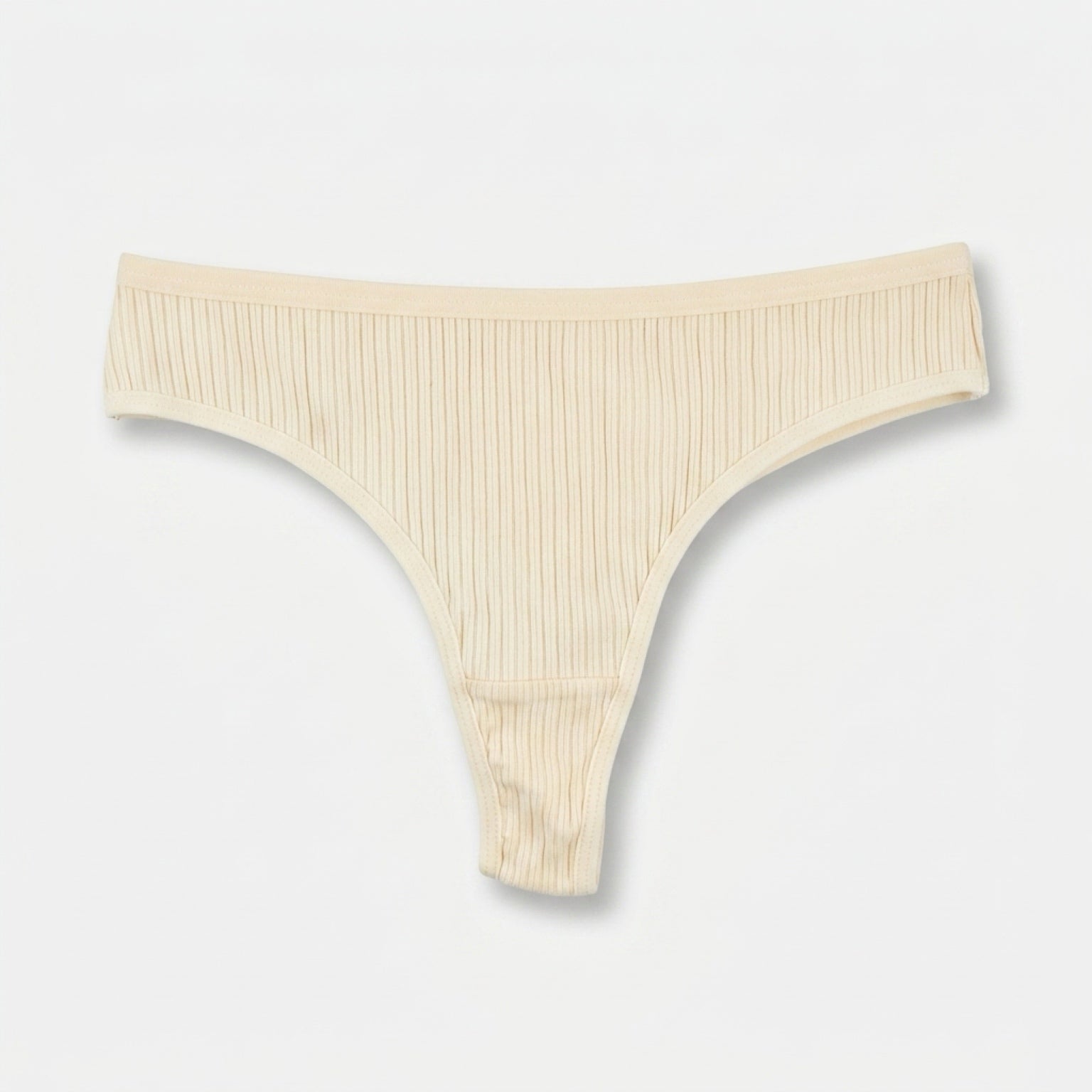 Women's Champagne ribbed cotton thong underwear with soft breathable fabric and comfortable everyday fit by OnlyCotton