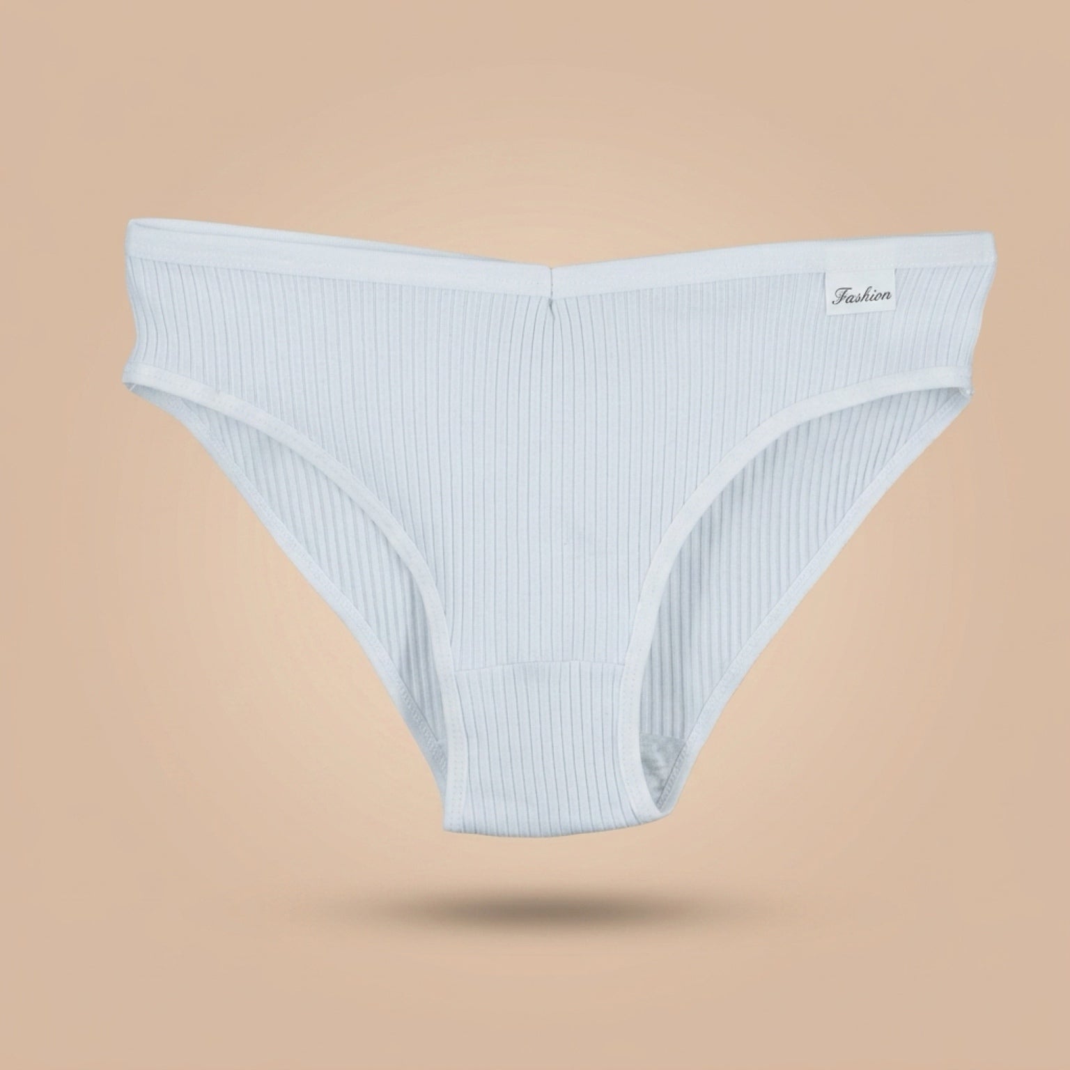 White cotton ribbed brief panty with soft stretch fabric, breathable fit and comfortable everyday underwear design for women