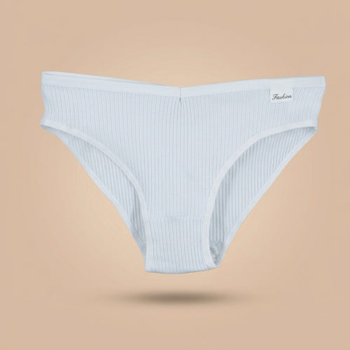 White cotton ribbed brief panty with soft stretch fabric, breathable fit and comfortable everyday underwear design for women